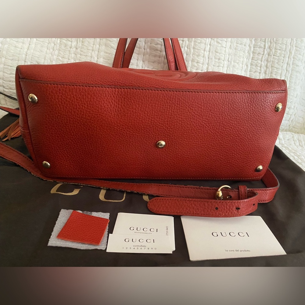 Gucci Soho Disco Crossbody Satchel Bag Red Leather Gold - Picture 5 of 16